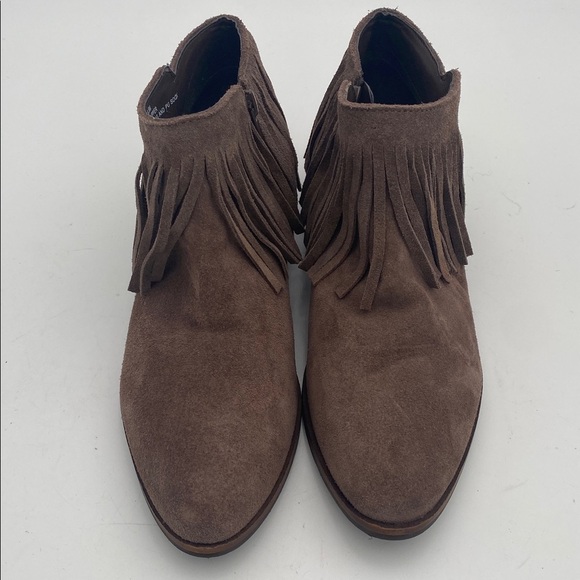 Steve Madden Brown Fringed Western Boots women 6.5M leather suede boho Festival - Picture 3 of 12